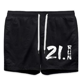 21.1 Halbmarathon - Badeshorts - Schwarz - Vorne - AI Model Male 185 light (185cm)