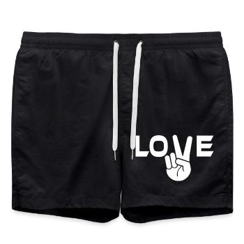 Signe de victoire de l’amour main - Short de bain - noir - Devant - AI Model Male 185 light (185cm)