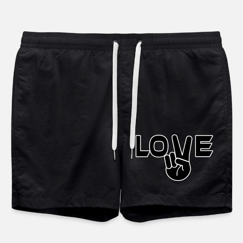 Love victory sign hand - Swim Trunks - black