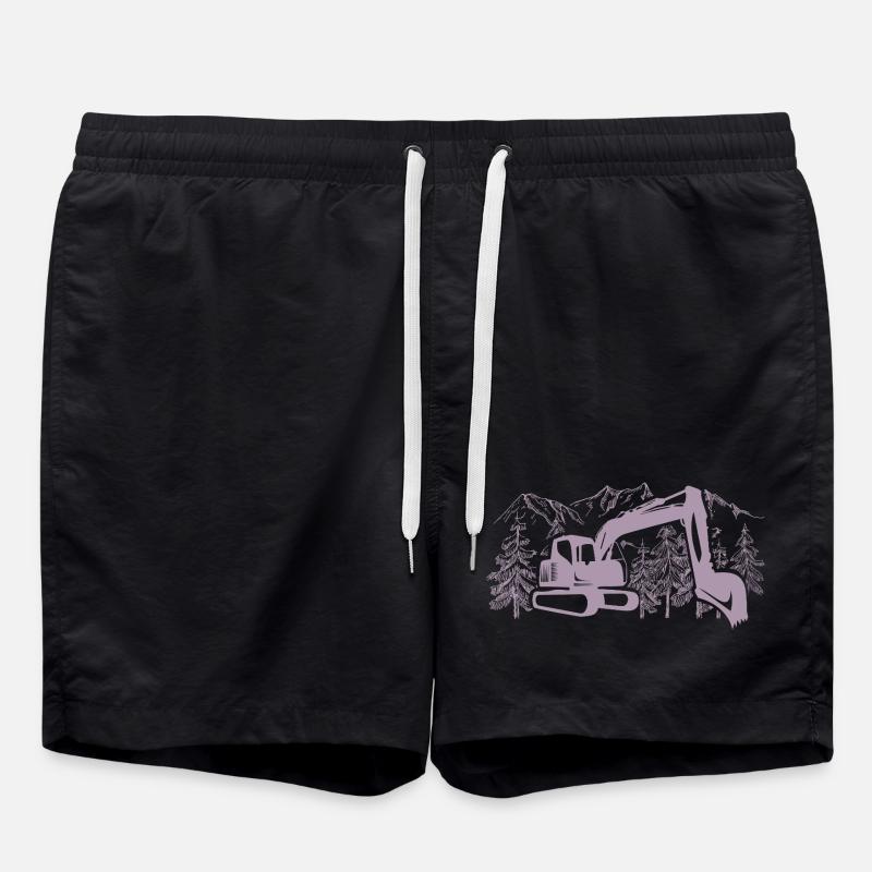 Bagger Silhouette Baugeräteführer Arbeit - Badeshorts - Schwarz