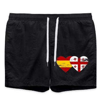 Espagne Géorgie Drapeau Coeur utilisé - Short de bain - noir - Devant - AI Model Male 185 light (185cm)