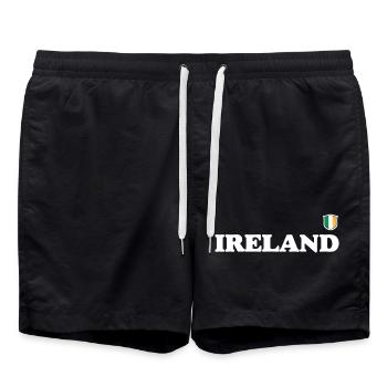 Bold Ireland Wordmark with Shield Crest - Swim Trunks - black - Front - AI Model Male 185 light (185cm)