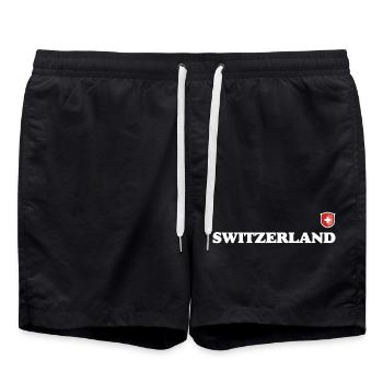 Schweiz - Badeshorts - Schwarz - Vorne - AI Model Male 185 light (185cm)