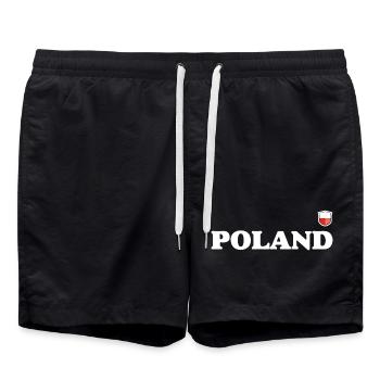 Poland - Swim Trunks - black - Front - AI Model Male 185 light (185cm)