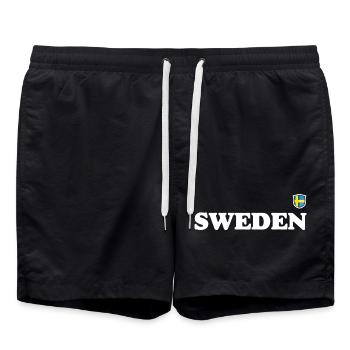 Finnland Kräftige nordische Typografie - Badeshorts - Schwarz - Vorne - AI Model Male 185 light (185cm)
