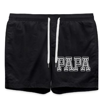Schriftzug Papa Vatertag - Badeshorts - Schwarz - Vorne - AI Model Male 185 light (185cm)