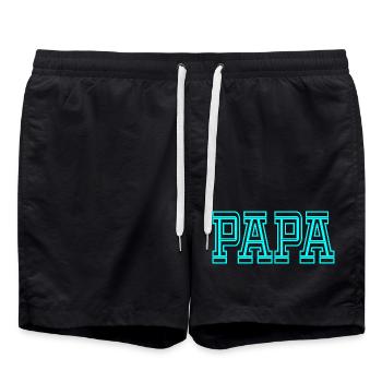 VATERTAG GESCHENKE FÜR FAMILIE PAPA - Badeshorts - Schwarz - Vorne - AI Model Male 185 light (185cm)