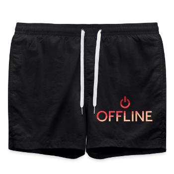 Lettrage hors ligne - bouton rouge OFF - Short de bain - noir - Devant - AI Model Male 185 light (185cm)