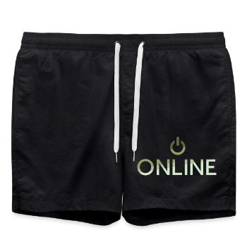 online Schriftzug - On Button aktiv - Badeshorts - Schwarz - Vorne - AI Model Male 185 light (185cm)