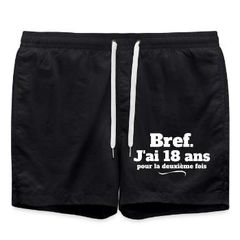 birthday 36 years old, I'm 36 years old, 36 years old - Swim Trunks - black - Front - AI Model Male 185 light (185cm)