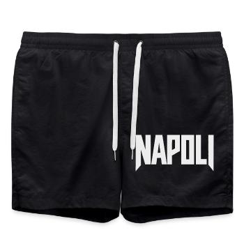 Naples - Naples lettrage blanc - Short de bain - noir - Devant - AI Model Male 185 light (185cm)