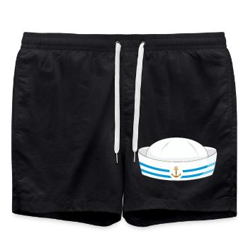 Sailor's hat with anchor – maritime symbol - Swim Trunks - black - Front - AI Model Male 185 light (185cm)