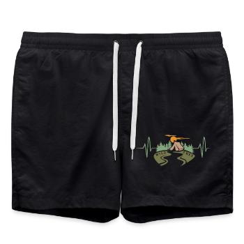 Heartbeat avec Camping Forest - Amateurs de randonnée en plein air - Short de bain - noir - Devant - AI Model Male 185 light (185cm)
