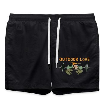 amour en plein air - Nature avec tente et forêt - Short de bain - noir - Devant - AI Model Male 185 light (185cm)