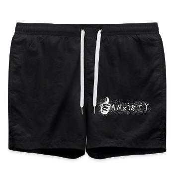 Anxiety Thumbs Up Ironisches Mental Health Design. - Badeshorts - Schwarz - Vorne - AI Model Male 185 light (185cm)