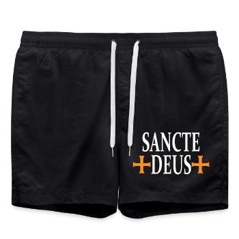 Sancte Deus Cross Religious Design - Swim Trunks - black - Front - AI Model Male 185 light (185cm)