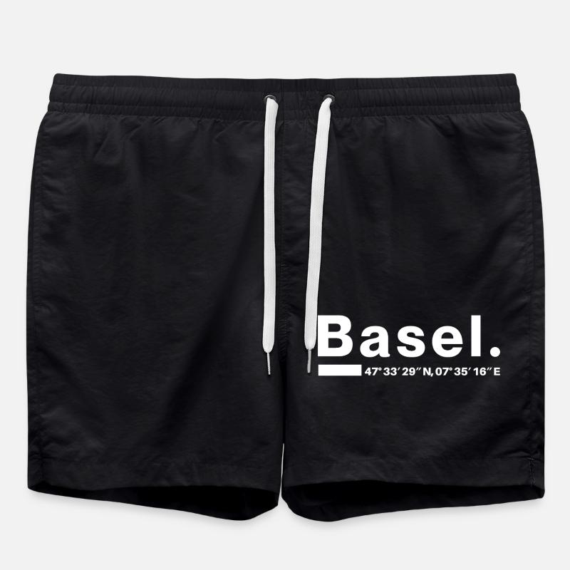 Basel Coordinates - Swim Trunks - black