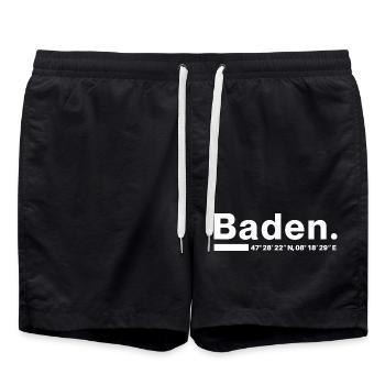 Baden coordinates Aargau Aargauer Aargauerin - Swim Trunks - black - Front - AI Model Male 185 light (185cm)