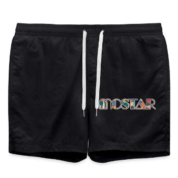 Mostar Retro Pop Typography - Swim Trunks - black - Front - AI Model Male 185 light (185cm)