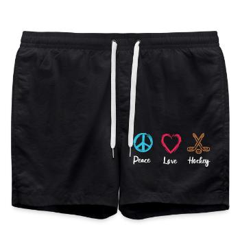 Peace Love Hockey - Swim Trunks - black - Front - AI Model Male 185 light (185cm)