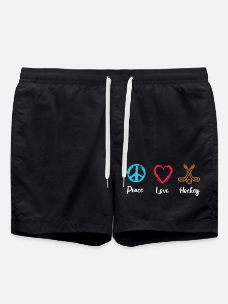 Peace Love Hockey - Swim Trunks - black