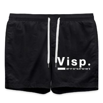 Visp Koordinaten Schweiz Wallis Visper Visperin - Badeshorts - Schwarz - Vorne - AI Model Male 185 light (185cm)