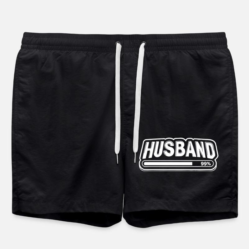 Groom "Husband" Loading Bar – Bachelor Party Motif - Swim Trunks - black