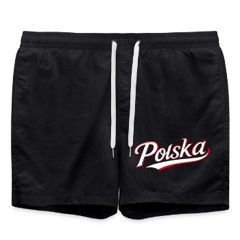 Polska Polen Schriftzug cool stylisch Geschenk - Badeshorts - Schwarz - Vorne - AI Model Male 185 light (185cm)