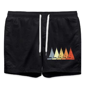 Sailboat Sketch - Swim Trunks - black - Front - AI Model Male 185 light (185cm)