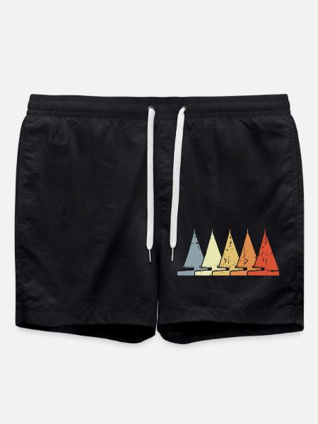 Sailboat Sketch - Swim Trunks - black