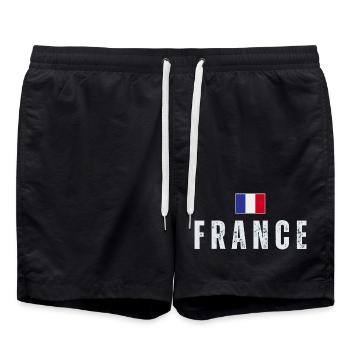 Flagge Frankreichs, französischer Stolz - Badeshorts - Schwarz - Vorne - AI Model Male 185 light (185cm)