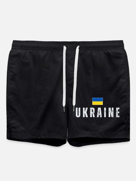 Ukrainian flag, Ukrainian pride - Swim Trunks - black