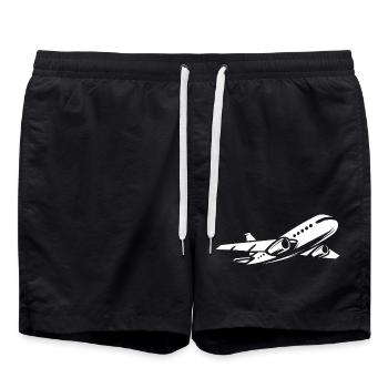 Passagierflugzeug im Flug - Fliegerei und Piloten - Badeshorts - Schwarz - Vorne - AI Model Male 185 light (185cm)