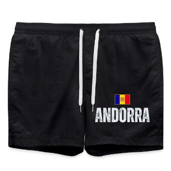 Flagge von Andorra, andorranischer Stolz - Badeshorts - Schwarz - Vorne - AI Model Male 185 light (185cm)