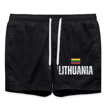 Lithuanian pride, flag of Lithuania - Swim Trunks - black - Front - AI Model Male 185 light (185cm)