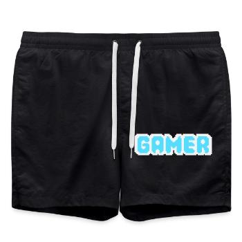 Gamer Pixel - Badeshorts - Schwarz - Vorne - AI Model Male 185 light (185cm)