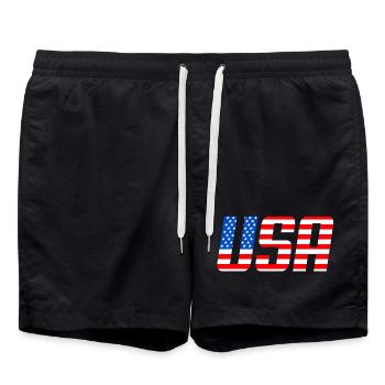 USA Flag of Stars and Stripes - Swim Trunks - black - Front - AI Model Male 185 light (185cm)