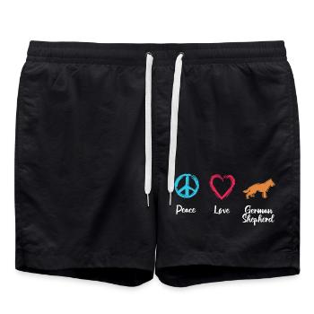 Peace Love Shepherd Dog - Swim Trunks - black - Front - AI Model Male 185 light (185cm)