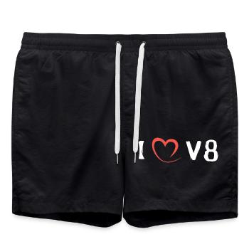 I Love V8 - Muscle Cars and Vintage Racing - Swim Trunks - black - Front - AI Model Male 185 light (185cm)