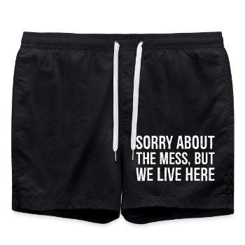 Désolé pour le désordre mais nous vivons ici - Short de bain - noir - Devant - AI Model Male 185 light (185cm)