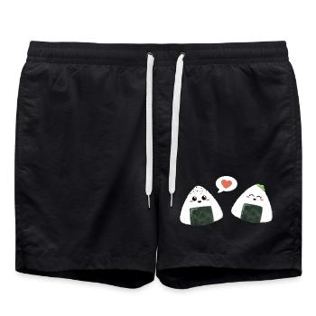 Onigiri Couple Amour - Short de bain - noir - Devant - AI Model Male 185 light (185cm)