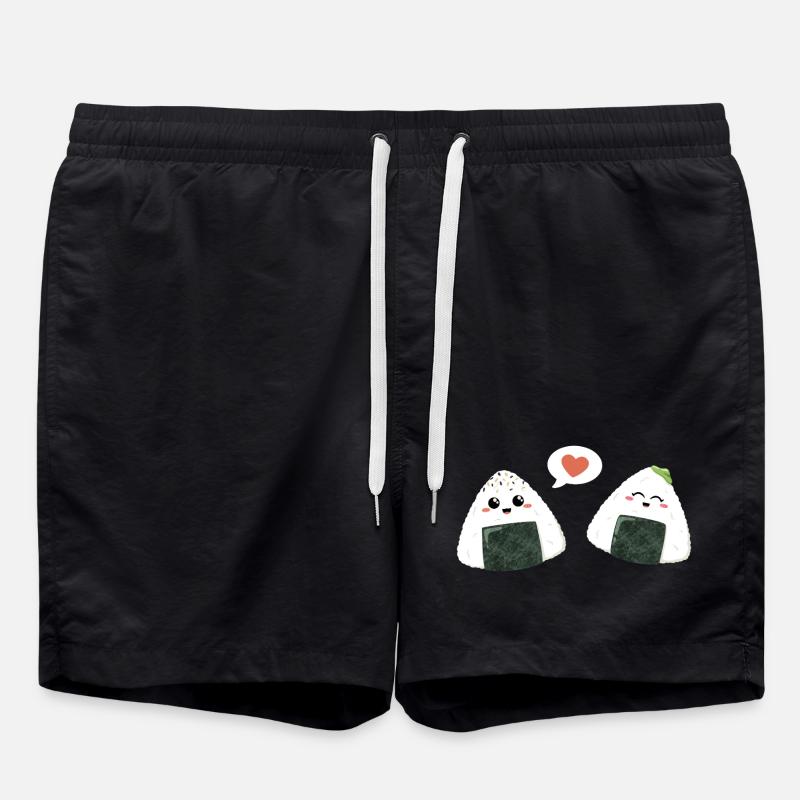 Onigiri Pärchen Liebe - Badeshorts - Schwarz