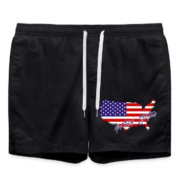 Map of the United States, American Pride - Swim Trunks - black - Front - AI Model Male 185 light (185cm)