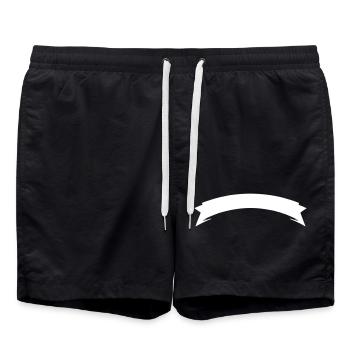Bow | Banderole | ribbon Vectorgraphic white - Swim Trunks - black - Front - AI Model Male 185 light (185cm)