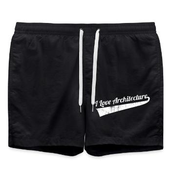 L’amour de l’architecture - Short de bain - noir - Devant - AI Model Male 185 light (185cm)
