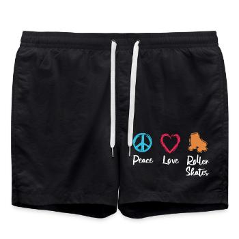 Frieden Liebe Rollerskates - Badeshorts - Schwarz - Vorne - AI Model Male 185 light (185cm)