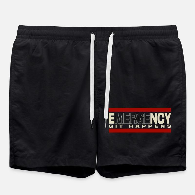 Nerd geek emergency git happens - Swim Trunks - black