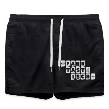 fahrtastisch - fantastisch, Wortspiel, Radsport - Badeshorts - Schwarz - Vorne - AI Model Male 185 light (185cm)