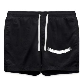 Ribbon | Schleife | Banderole Bogen unten weiss - Badeshorts - Schwarz - Vorne - AI Model Male 185 light (185cm)