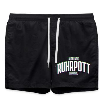 Région de la Ruhr Ruhrpott Effet Glitch original - Short de bain - noir - Devant - AI Model Male 185 light (185cm)